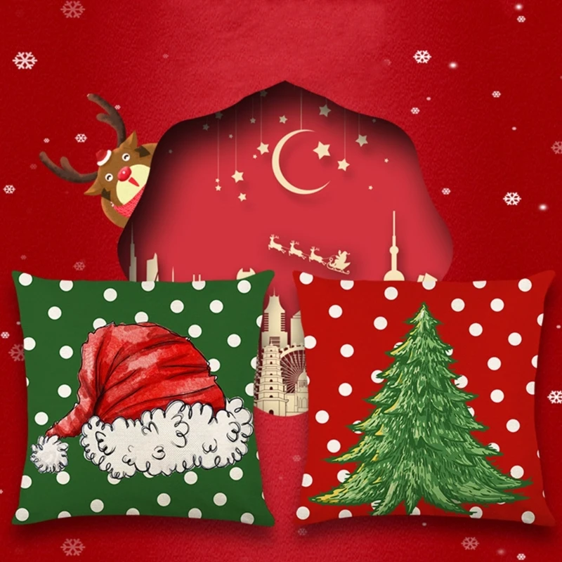 2024 New Christmas Cushion Cover 45x45cm Pillowcase Sofa Pillow Cases for Home New Year 2024 Merry Christmas Tree Ornament Home