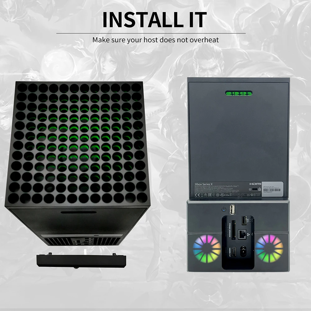 مروحة تبريد عمودية مع مراوح مزدوجة ومنفذ USB وملحقات نظام التبريد المبرد الجانبي المضيف لسلسلة Xbox X