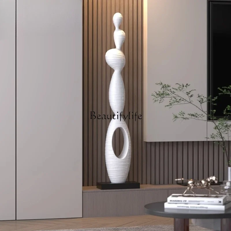 01.Z.Art sculpture entrance entrance slender vertical high ornament high sense floor soft decoration