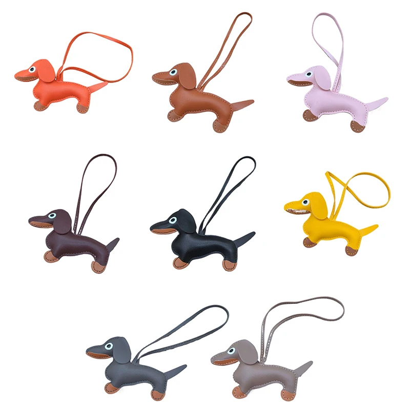 Klassieke Schattige Leren Puppy Hond Sleutelhanger Mooie Teckel Tas Charm Telefoon Hanger Snuisterij Sleutelhanger