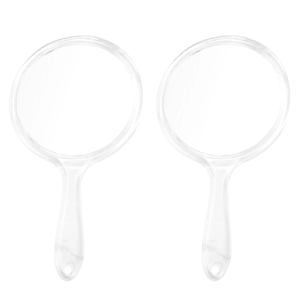 Espejo de maquillaje de calidad superior, espejo de mano transparente, ligero, portátil, diseño elegante para mujer, hogar, viaje, belleza, 2 uds.