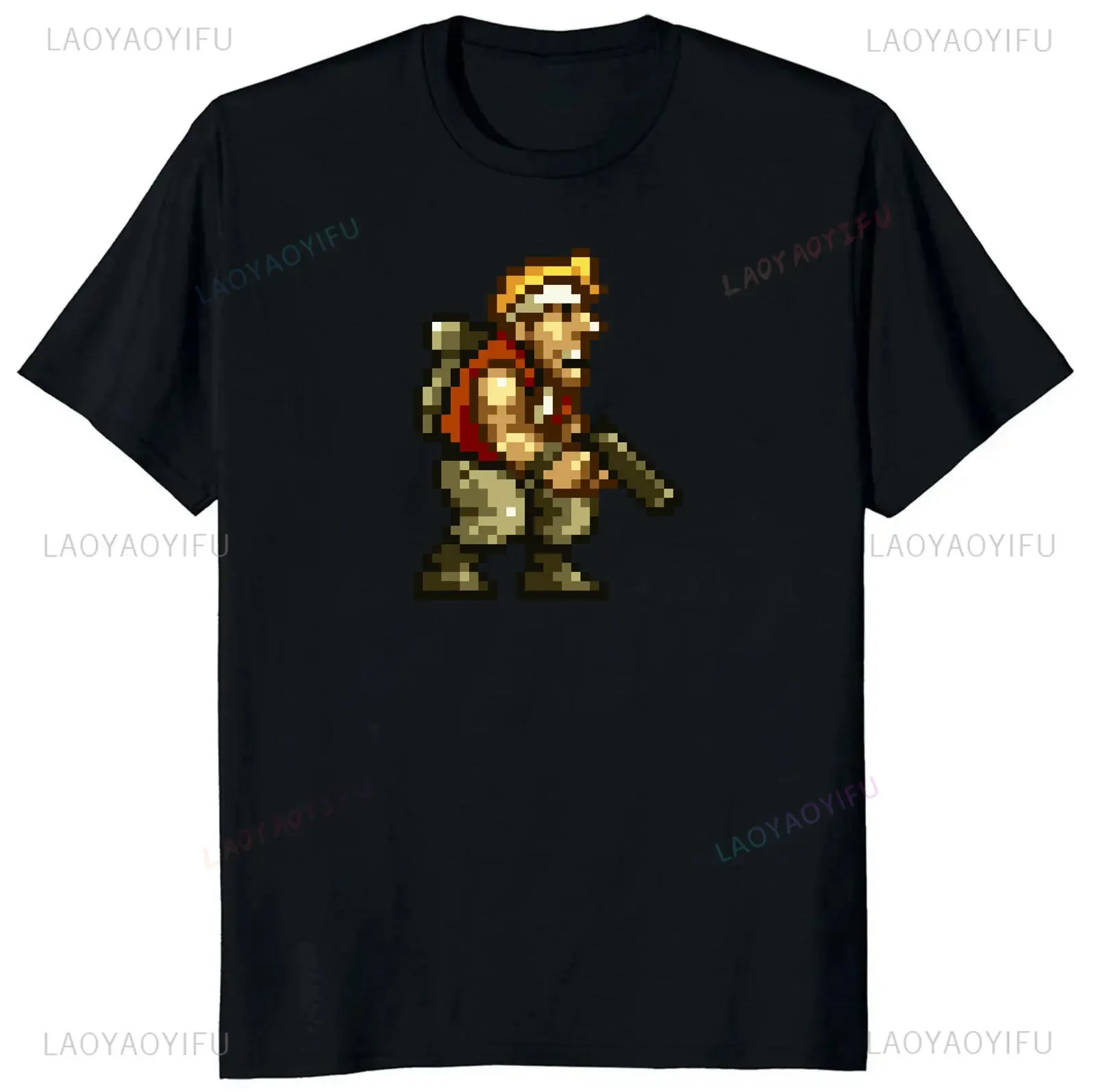 Metal Slug Military Cartoon T-shirt Arcade Retro video game Casual short-sleeved crewneck tops available for men and women