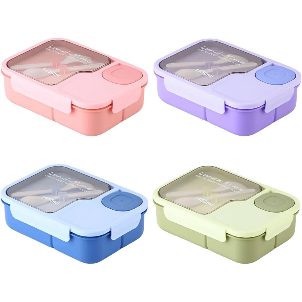 Lunchbox mit Fächern und Geschirr, auslaufsichere Aufbewahrungsbox für Lebensmittel für Büroangestellte, Picknick-Lunchbox, Mikrowellenherd, Heizung