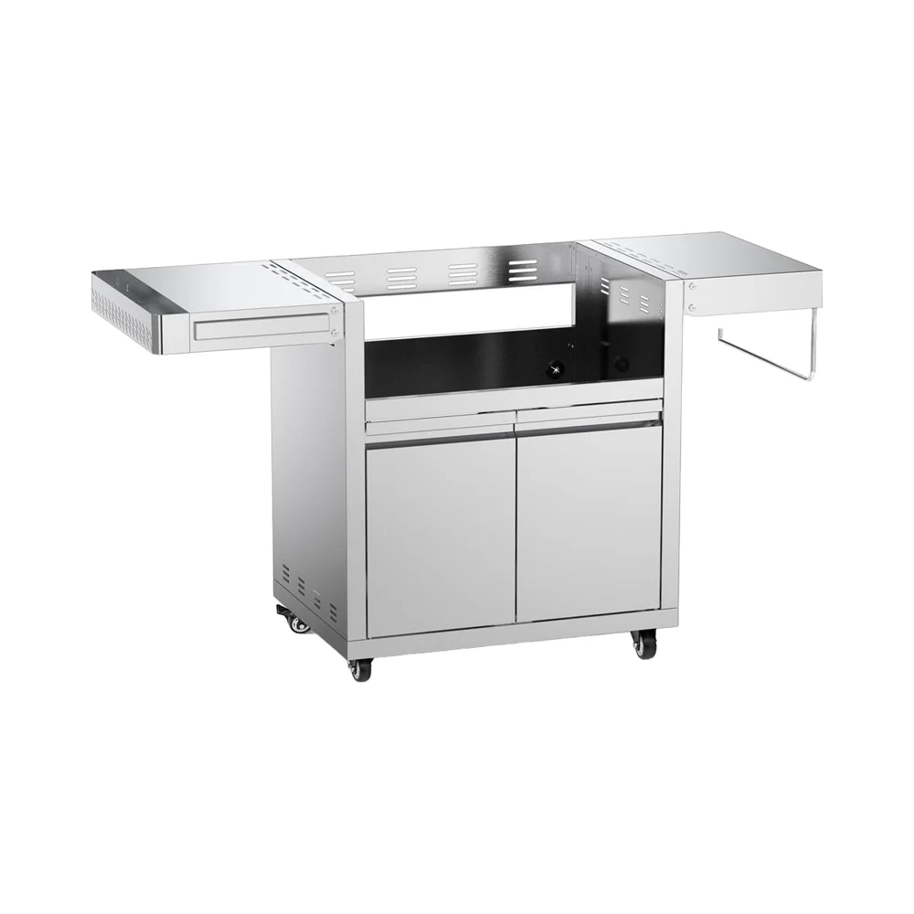 

2-burner Stainless Steel Grill Cart Built-In Griddle Electric Outdoor Kitchen Island Foldable Side Shelves Storage