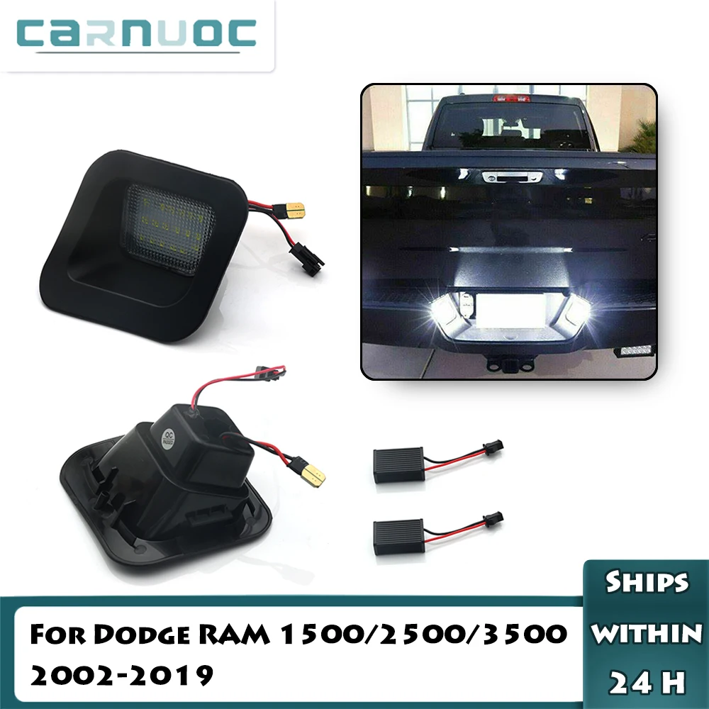 

2pcs Car LED License Plate Lights White Lamp Auto Accessories Tools-Free For Dodge RAM 1500/2500/3500 Pickup Truck 2002-2019