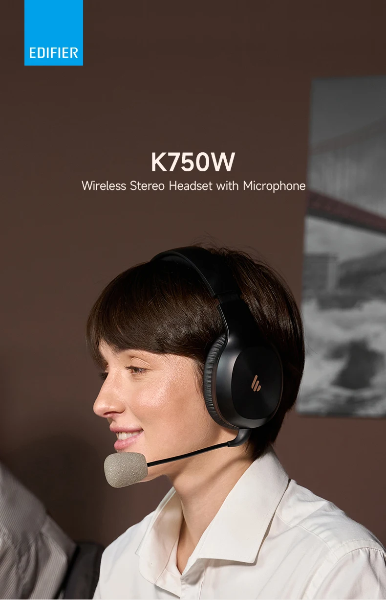 EDIFIER K750W Kabelloses Headset mit Mikrofon, 40-mm-Treibern, 33 Std. Sprechzeit, 55 Std. Wiedergabezeit, Bluetooth-Multipoint-Verbindung, Geräuschunterdrückung – Detail 1