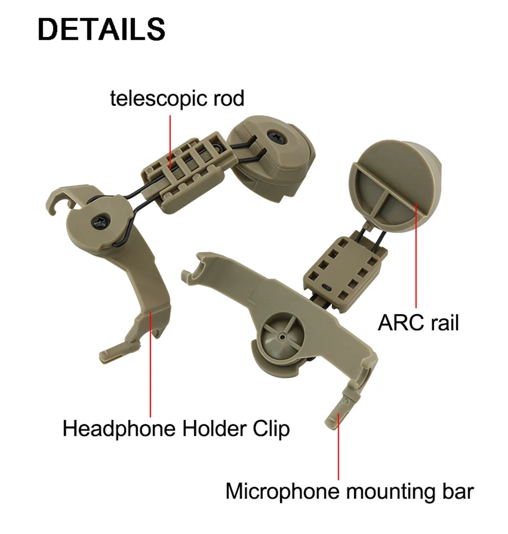 Imagem -03 - Tactical Arc Rail Capacete Adaptador Headconjunto ts Tac-sky Caça Acessórios Airsoft ii Iii Xpi Tiro Headset Comtac Tactical