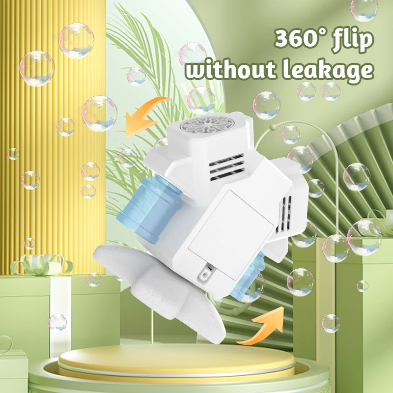 Máquina de burbujas giratoria de doble cabezal, juguetes de burbujas para niños, actividades al aire libre/accesorios de boda sin batería, burbuja de agua