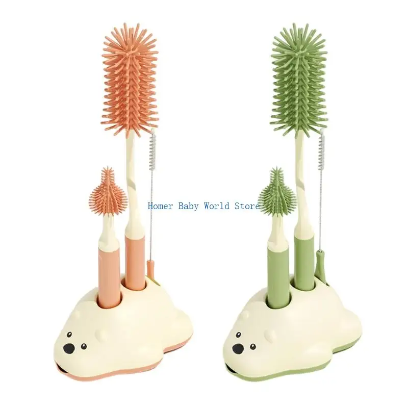 

B2QD Hygienic 4 Piece Bottle Washing Flexible Silicone Bristles Safe For Baby Products