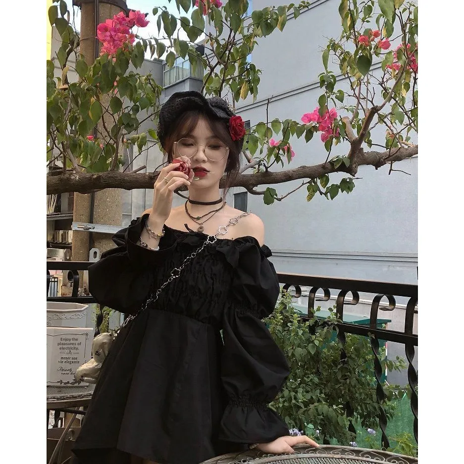 Elegant Long Sleeve Princess Dress Vintage Fairy Tale Early Autumn Collection Ultra-Fairy Forest System City Walk Ready