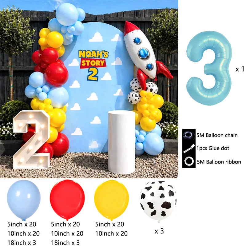 Cowboy Woody Themed Balloon Garland Arch Kit for Birthday Party Decorations Baby Shower Anniversary Graduation Event Supplies - view 5