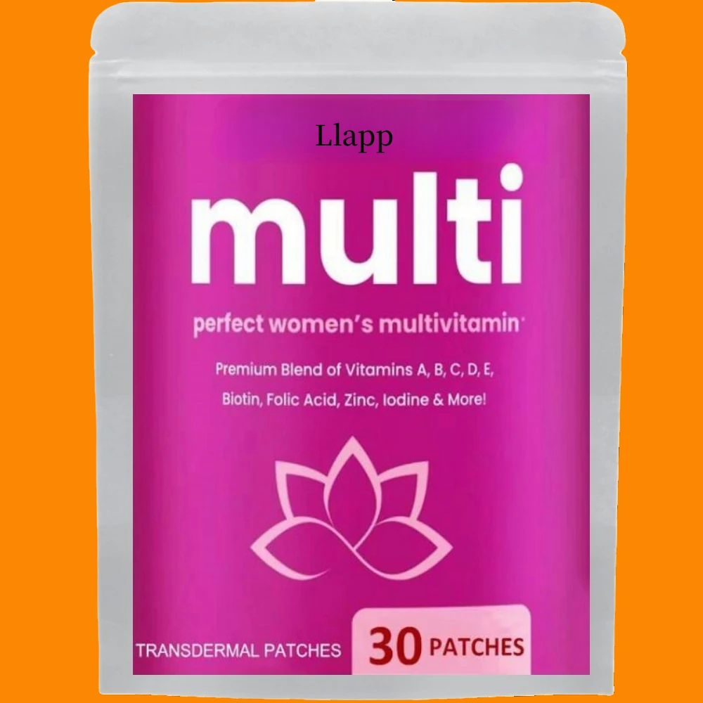 30 Patches Multivitamin Transdermal Patches Vitamins A, B, C, D, E, Biotin for Women Bones, Brain, Heart, Immune & Energy