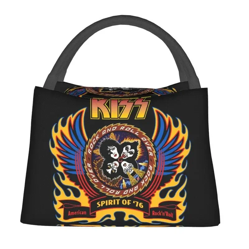 Heavy  Rock Music Band Kiss Thermal Insulated Lunch Bags Women Portable  Tote for Outdoor Multifunction Meal Food Box