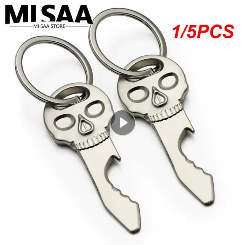 1/5PCS Wear-resistant Bottle Opener Skull Kitchen Portable Creativity Fashion Household Durable Pendant Simple Key Chain Alloy