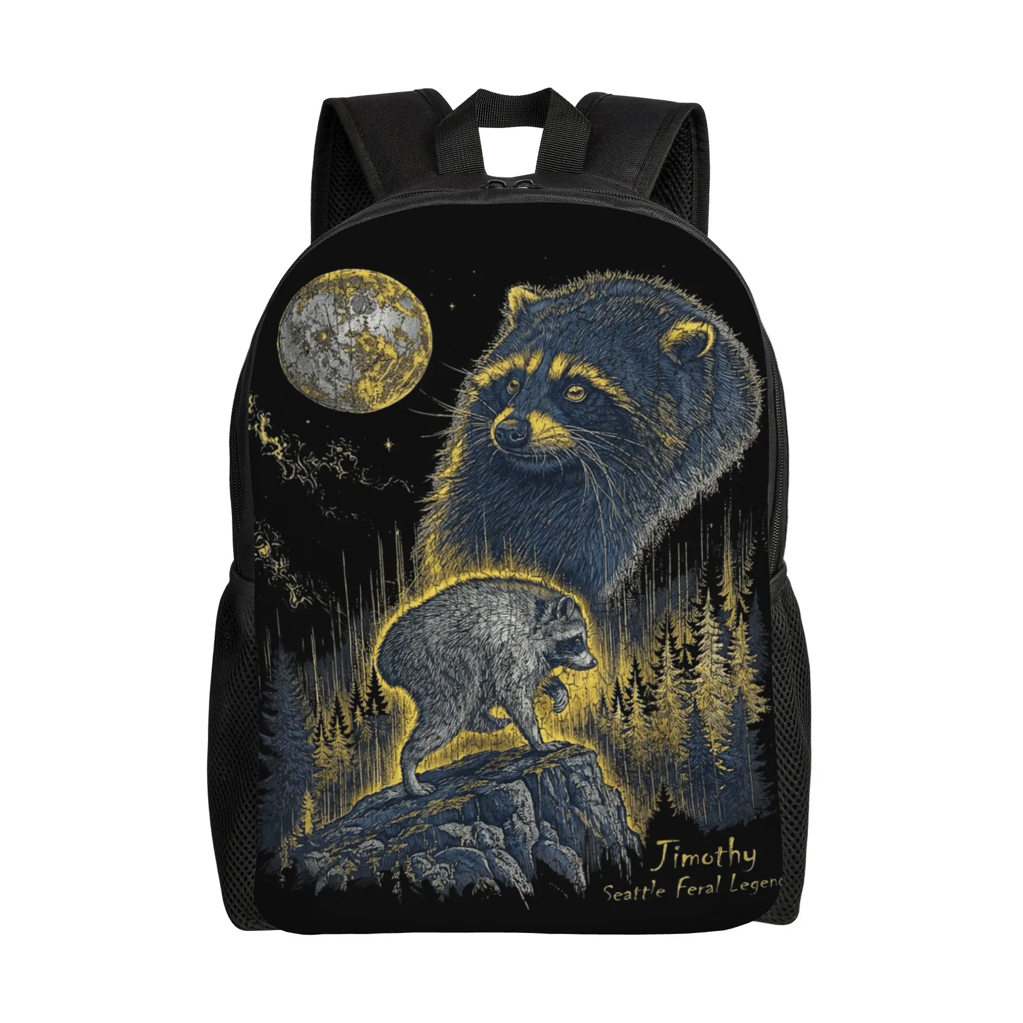 Vintage Timothy Seattle Feral Legend Moon Forest Nature Meme Backpack  Youth Polyester Trekking Backpacks School Bags Rucksack