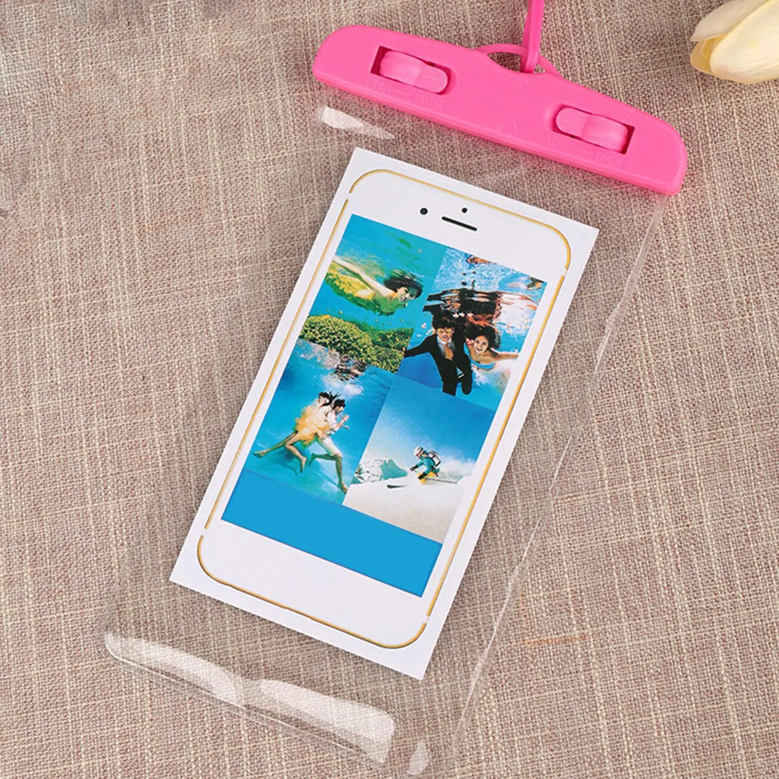 방수 전화 홀더 물 놀이 핸드폰 가방 수영 래프팅 보트 타기를위한 끈이있는 투명 터치 스크린 전화 주머니