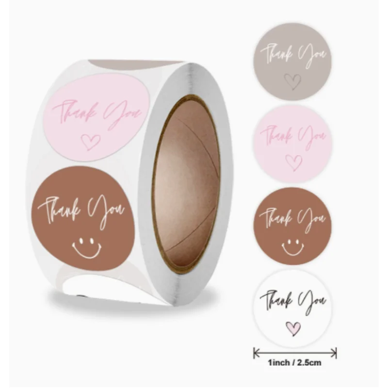 Round Thermal Labels Circle Stickers Vinyl Direct Waterproof Multi-Purpose Self-Adhesive Removable Name Tags for QR Code Barcode