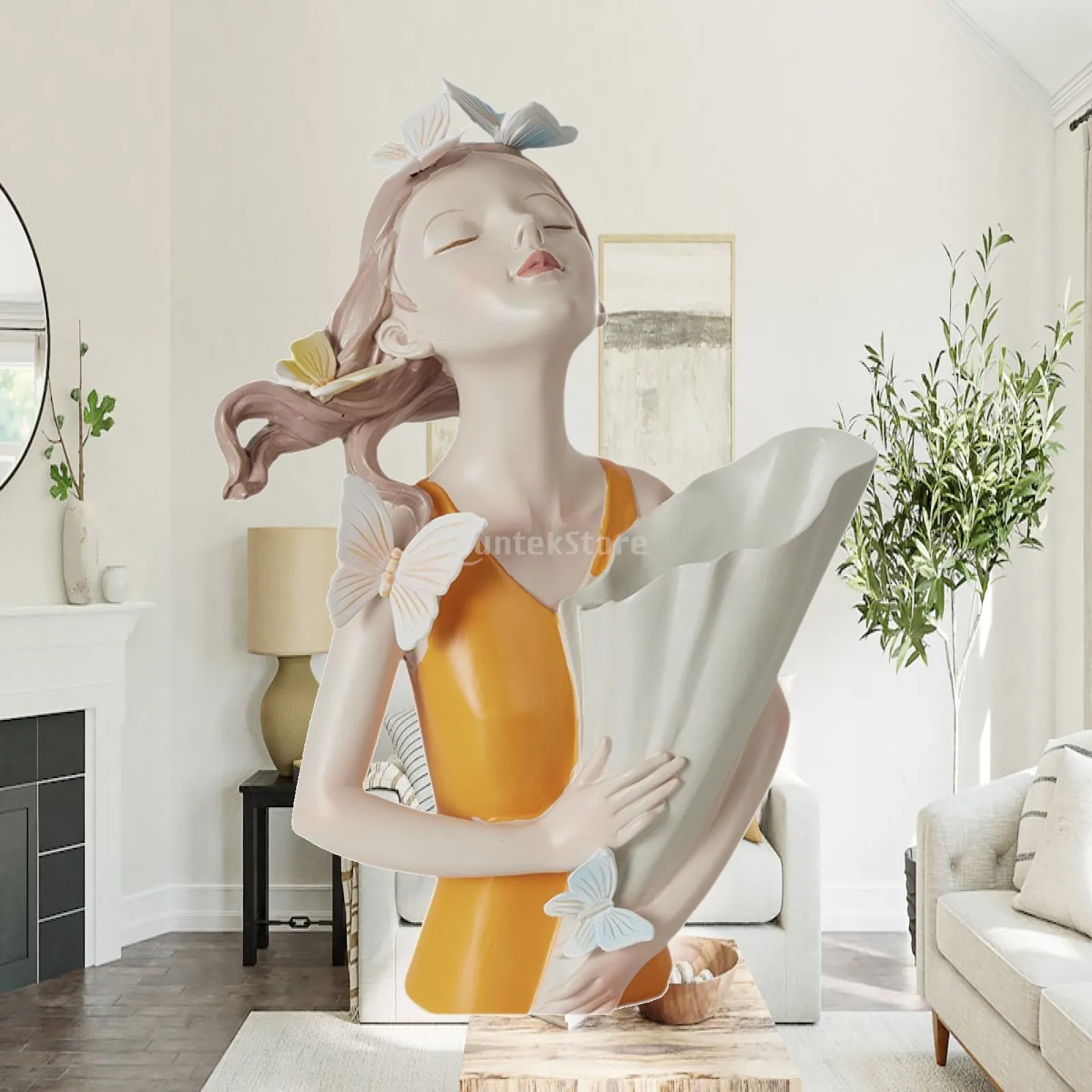 Flower Arrangement Dry Flower Stem Holder Fairy Girl Statue Chic Girl Figurines Flower Vase for Home Office Living Room Decor