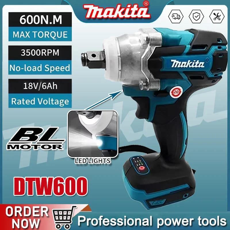 

Makita DTW600 3100IPM 18V Cordless Wrench 1/2Inch Brushless Screwdriver Rechargable Electric Screwdriver Vehicle Service Tool