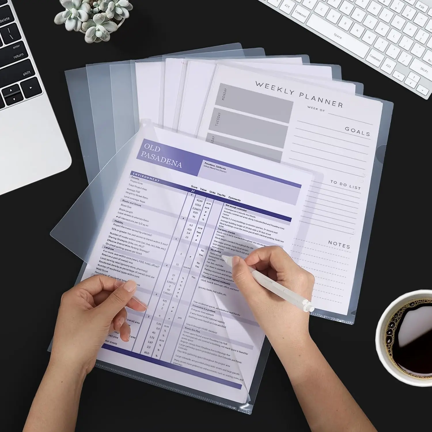 40PCS Plastic Clear Document Folders,L-Type Transparent Folder Project Pockets for A4/ Letter Size,20C (2.0mm) Thick