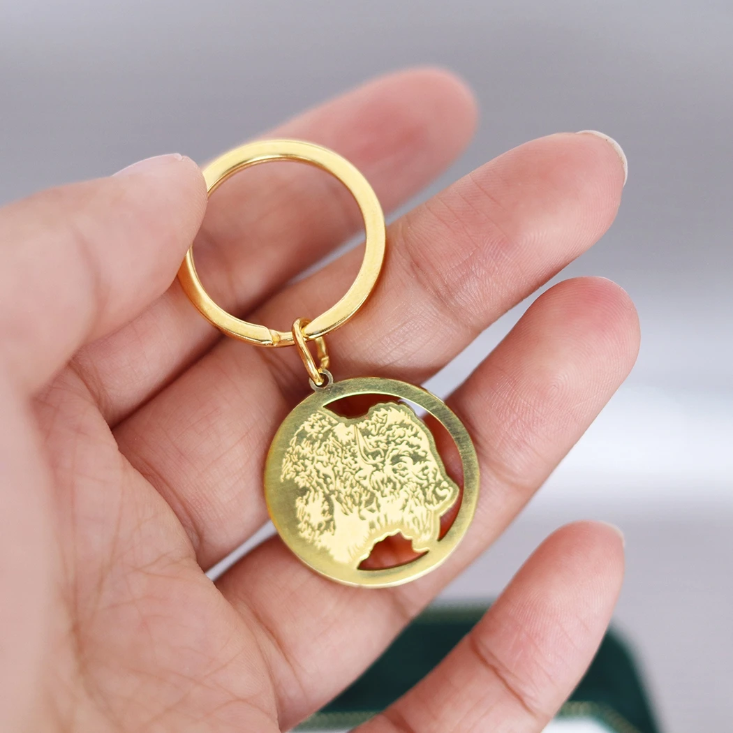 

Stainless Steel Bison Face Custom Name Keychain Tag Trendy Jewelry For Women Men Key Ring Animal Buffalo Engraved Keyring