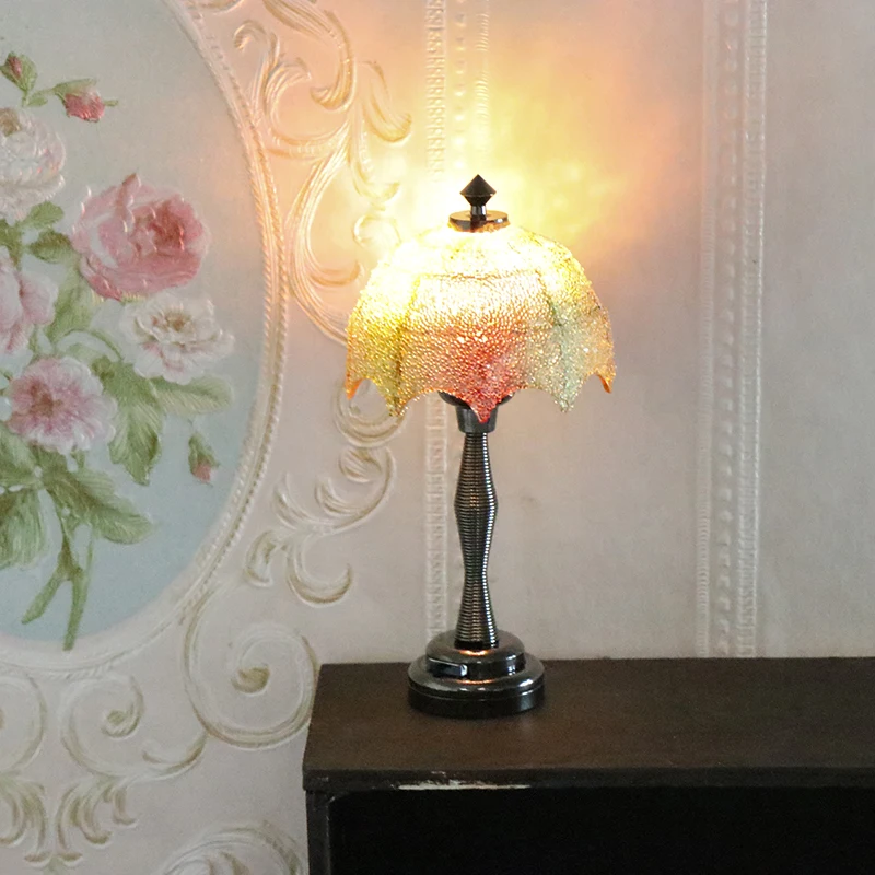 

1:12 Dollhouse Miniature LED Light Color Lampshade Floor Lamp Table Lamp Standard Lamp Home Lighting Models Furniture Decor New