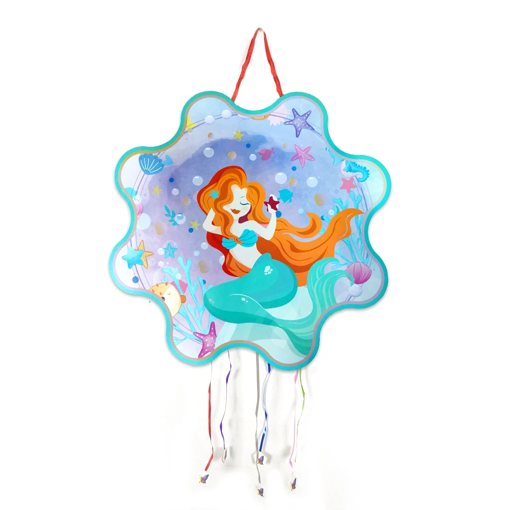 Mermaid Princess Theme Boys Kids Favors Paperboard Pinatas Happy Birthday Events Party Decorations DIY Pinata 1pcs/lot