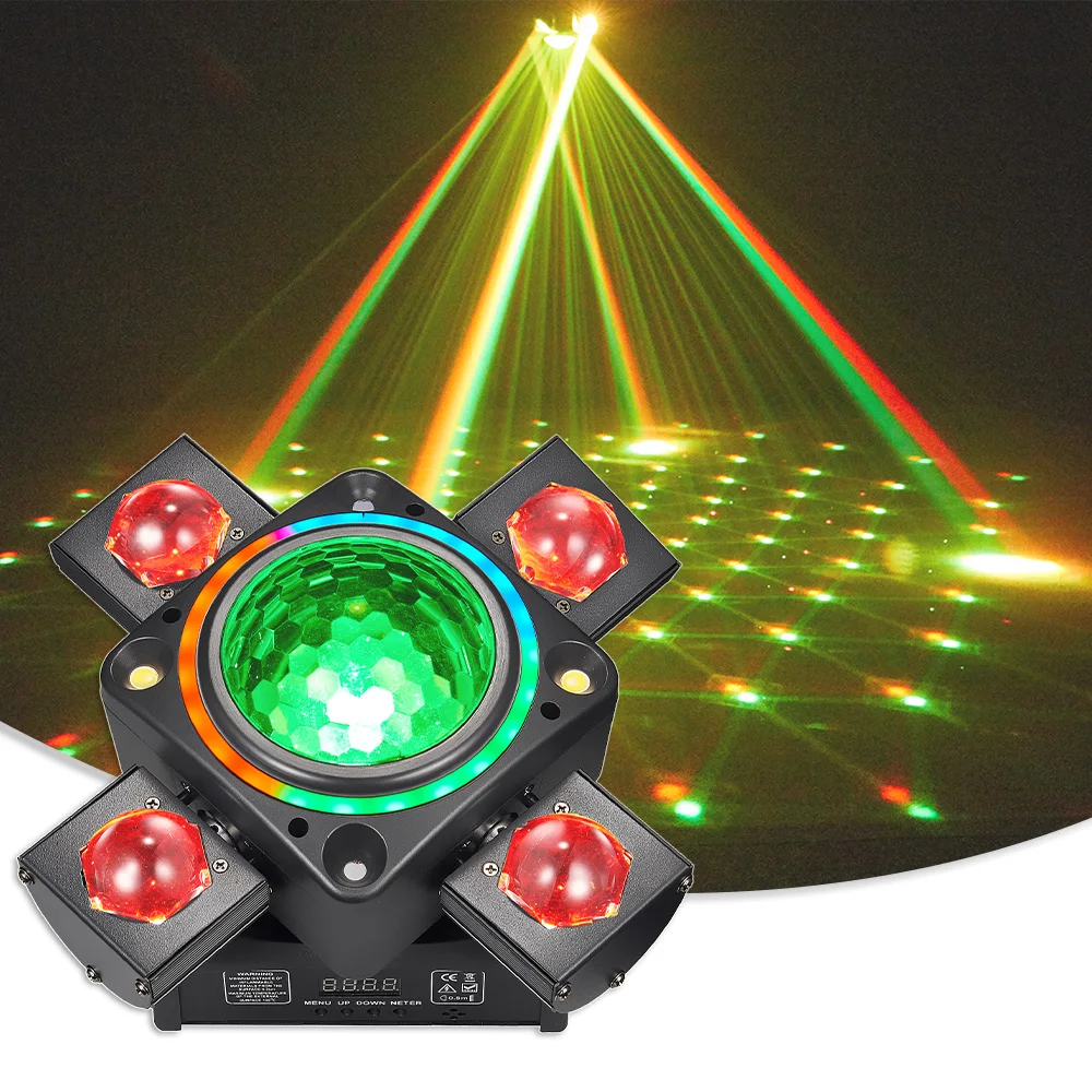 YUER Stage Effect Lighting 5x10W RGBW LED RG Laser 2x10W White Strobe RGB Ring Moving Head Party Dj Disco Club Stage Lighting