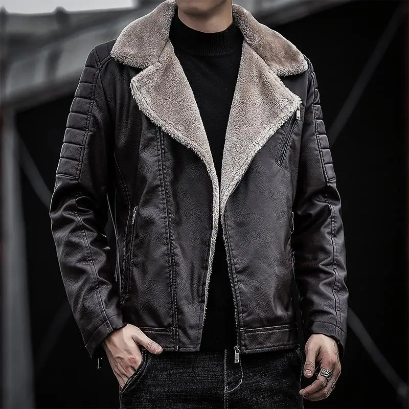 

Motorcycle Youth Handsome Leather Jacket Multpocket Casual Other Material Nondeformable Five Sleeve Long Other Length