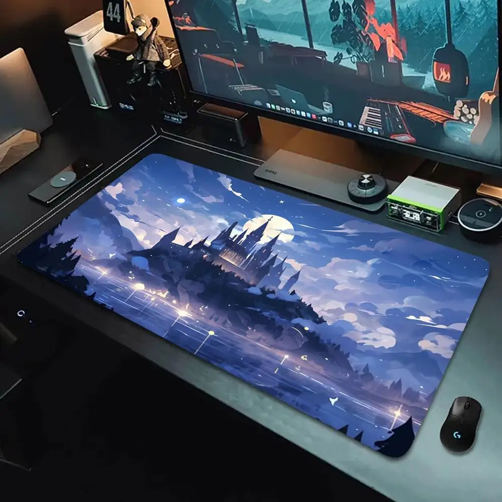

Замок Moonlit ночная сцена коврик для мыши резиновый противоскользящий и моющийся ковер для ПК игрока высококачественное украшение для рабочего стола