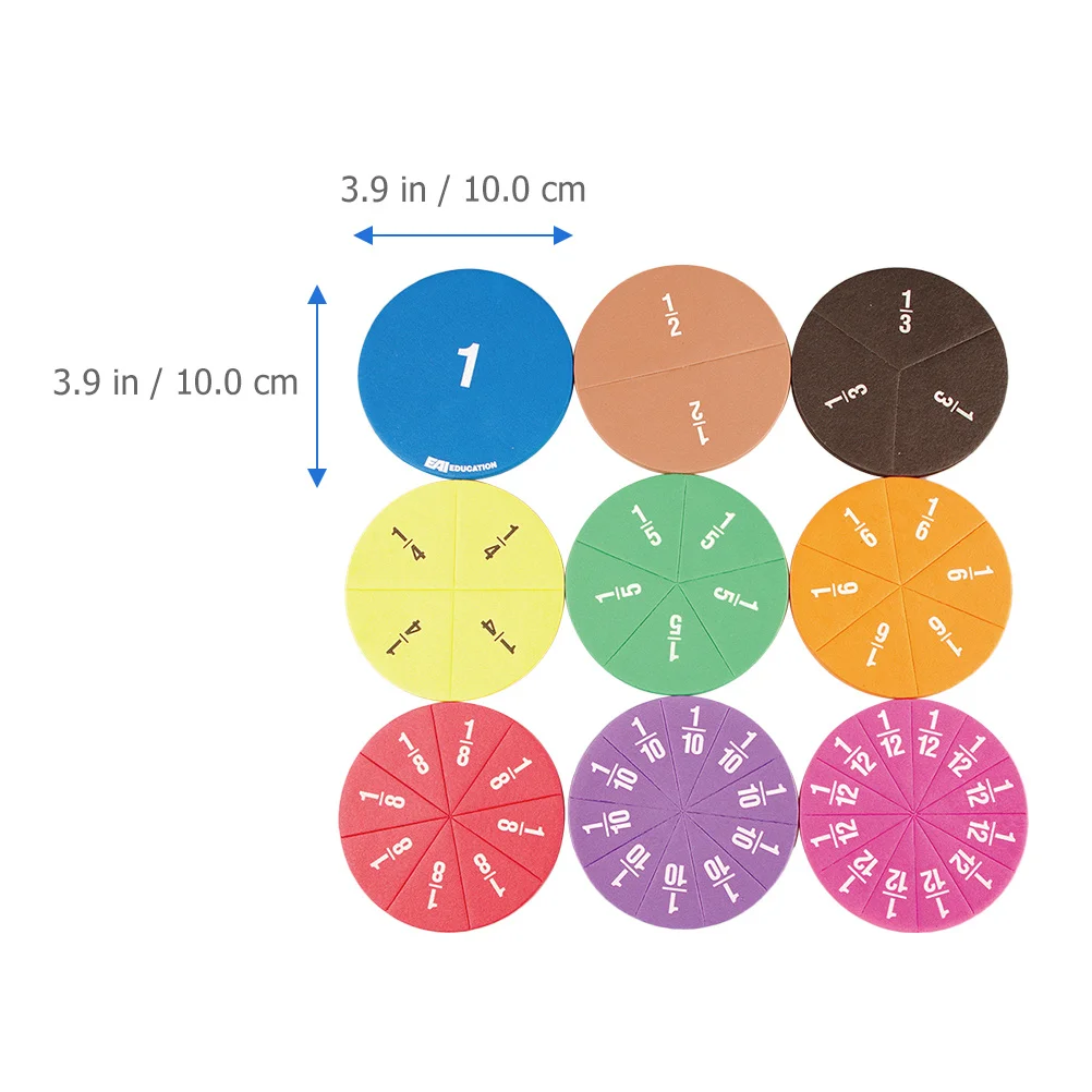 2Sets Math Fraction Circles Eva Material Antiscratch Lightweight Number Trays Cognitive Learning Tools School Home