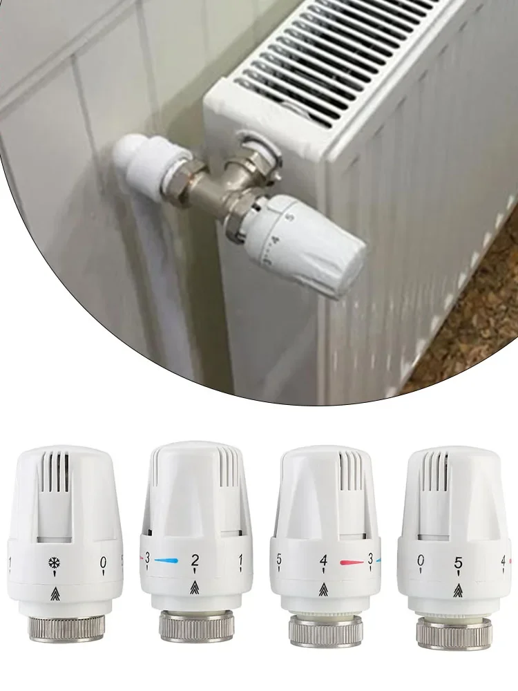 4pcs Thermostatic Head Thermostatic Radiators Parts Thermostatic Valve Heating Anti-Freeze Protection Temperature Control Valve