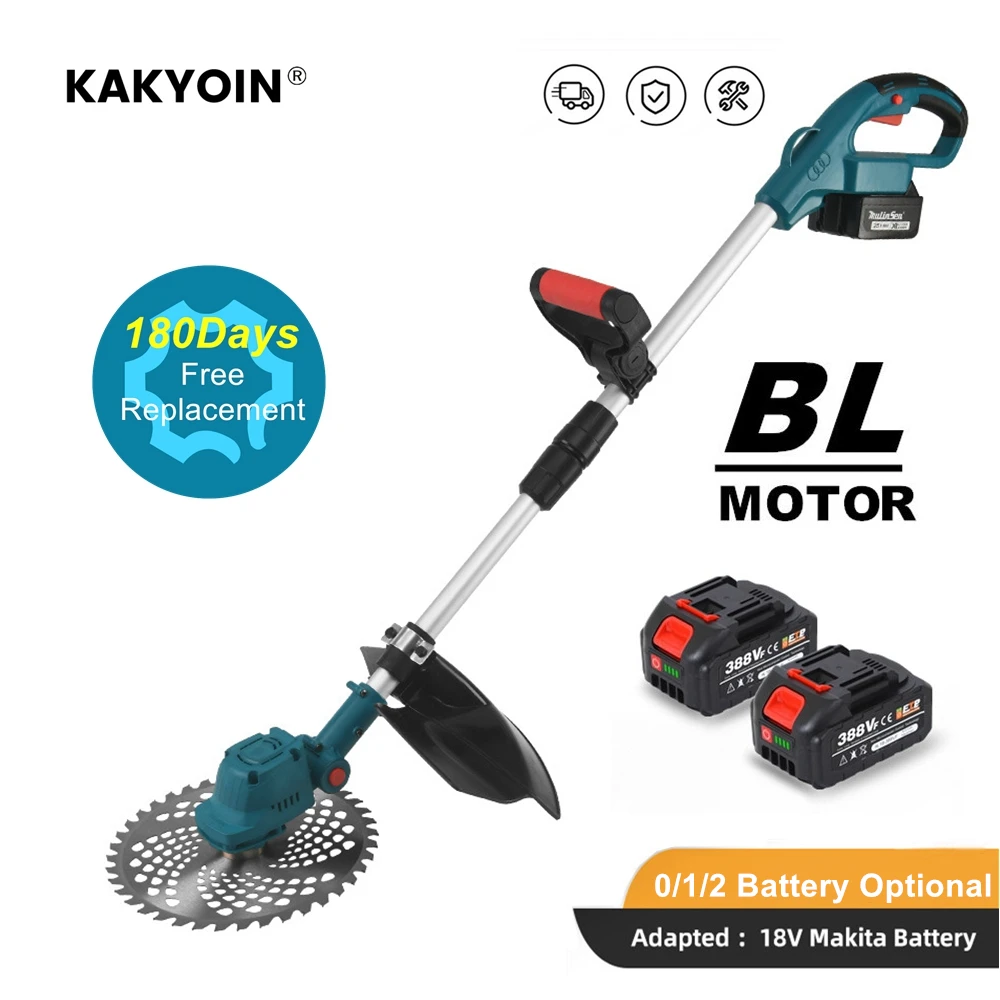 KAKYOIN 9 Inch 2800W Brushless Electric Lawn Mower Grass Trimmer Adjustable Foldable Cutter Garden Tools For Makita 18V Battery