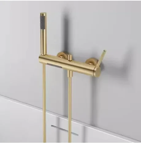 Brushed Gold Bathroom Shower Faucet Set Wall Mounted Waterfall Style Brass Bathtub Faucet Set