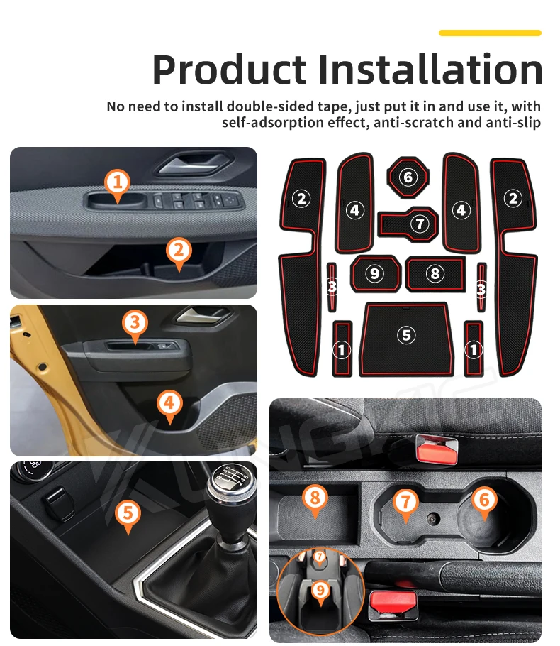 Für Dacia Sandero 3/Sandero Stepway III 2021 2022 2023 2024 2025 2026 Autotür-Nutmatte Rutschfeste Türschlitz-Auflage Zubehör – Detail 6