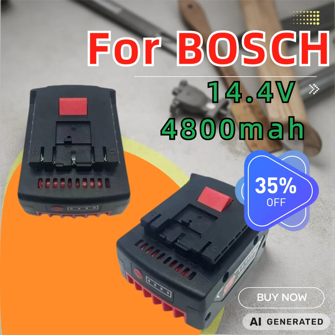 Replace Li-ion Battery Latest Upgrade 14.4V BAT614 4800mAh  for Bosch Electric Drill Screwdriver BAT607,BAT614G 40M
