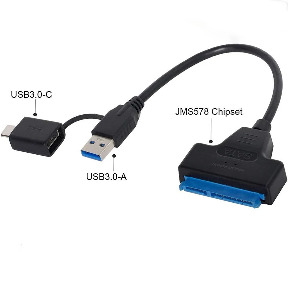 2.5 Inci HDD SSD USB 3.0 Adaptor SATA 3 Kabel dengan Tipe C Plug Eksternal Hard Drive Disk Converter 5Gpbs untuk Windows 7/8/10/XP/98