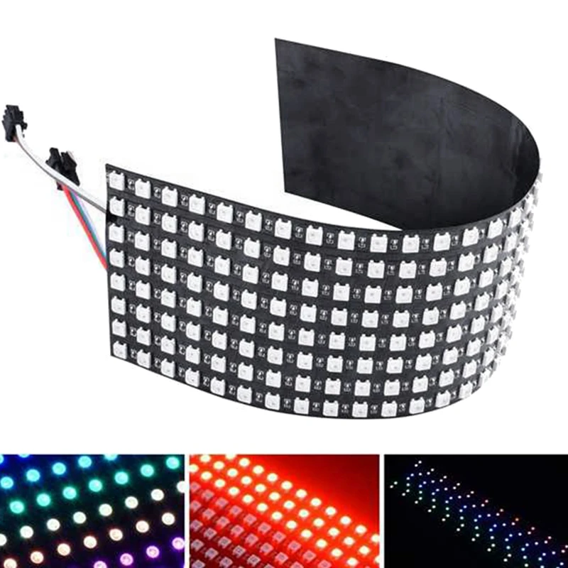 New2pcs WS2812B Pixel Panel Flexible Matrix Screen WS2812 IC RGB 5050SMD LED Module Individually Addressable DC5V