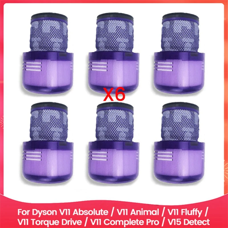 Filtro de 6 uds para aspiradoras Dyson V11 Absolute V11 Animal V11 V11 Torque Drive V11 Full Pro V15 Detect