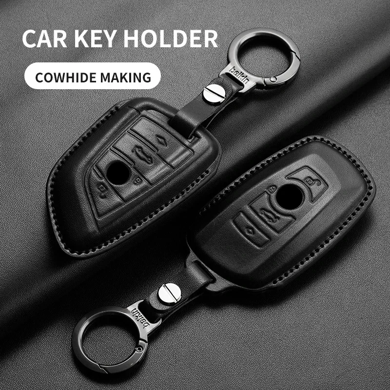 

Leather Car Key Case Cover For BMW 1 3 5 7 Series X1 X3 X4 X5 F10 F15 F16 F20 F30 F18 F25 M3 M4 E34 Car Keychain Accessories