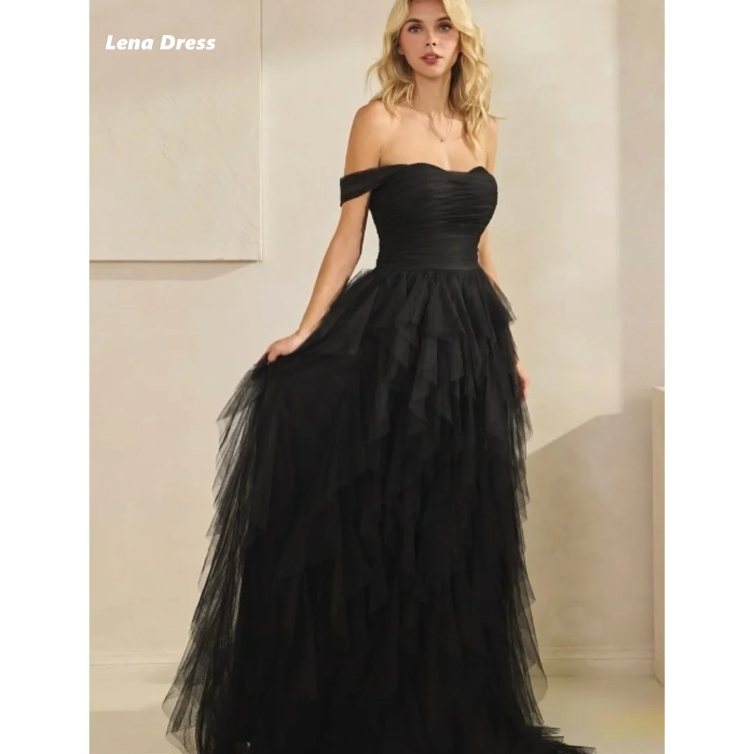 

Lena Evening Luxury Dress 2025 Black Elegant Party Dresses for Special Occasions Line A Multi-layer Customized Off the Shoulders