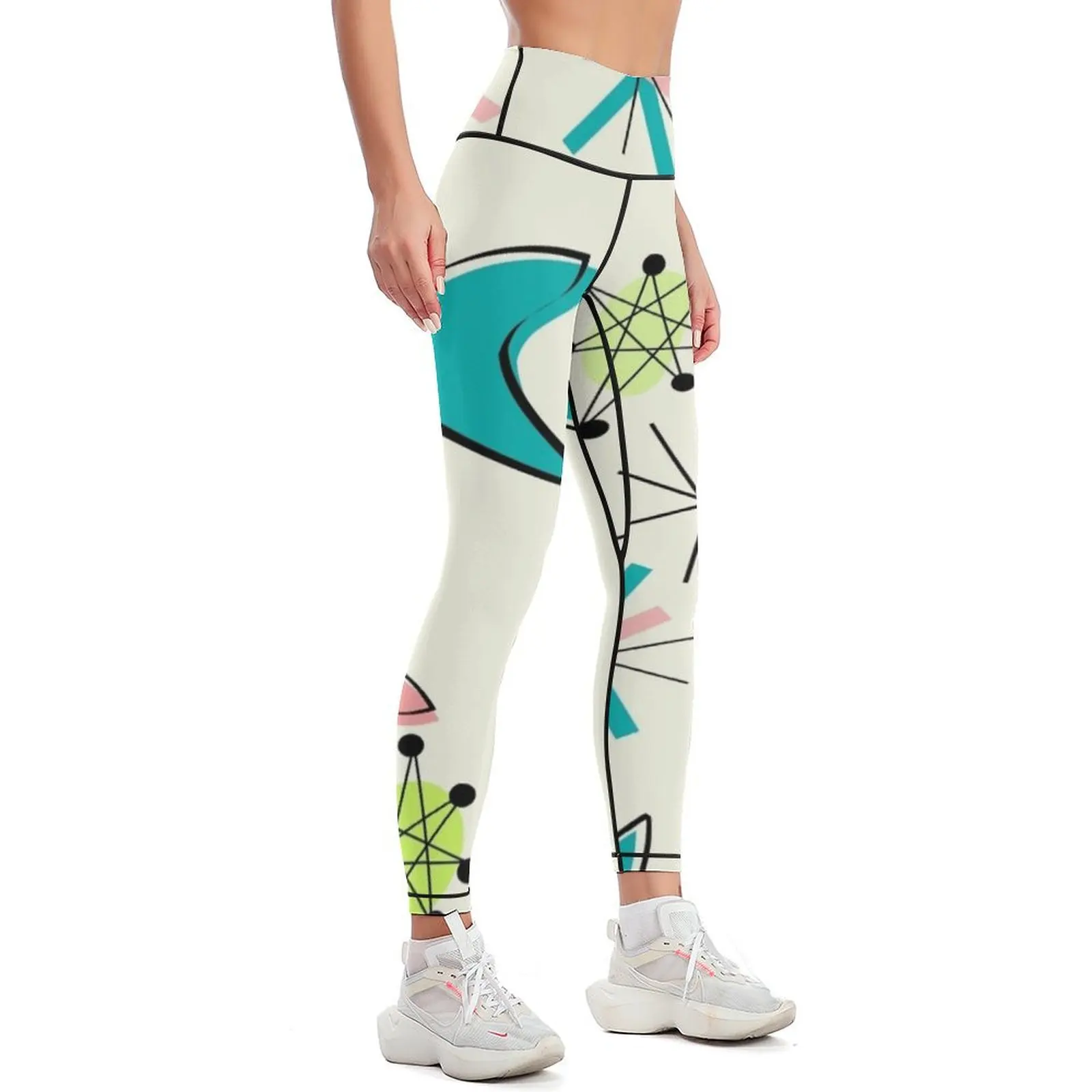 Mid Century Atomic Age Inspired Leggings Women's fitness Women's pants Womens Leggings