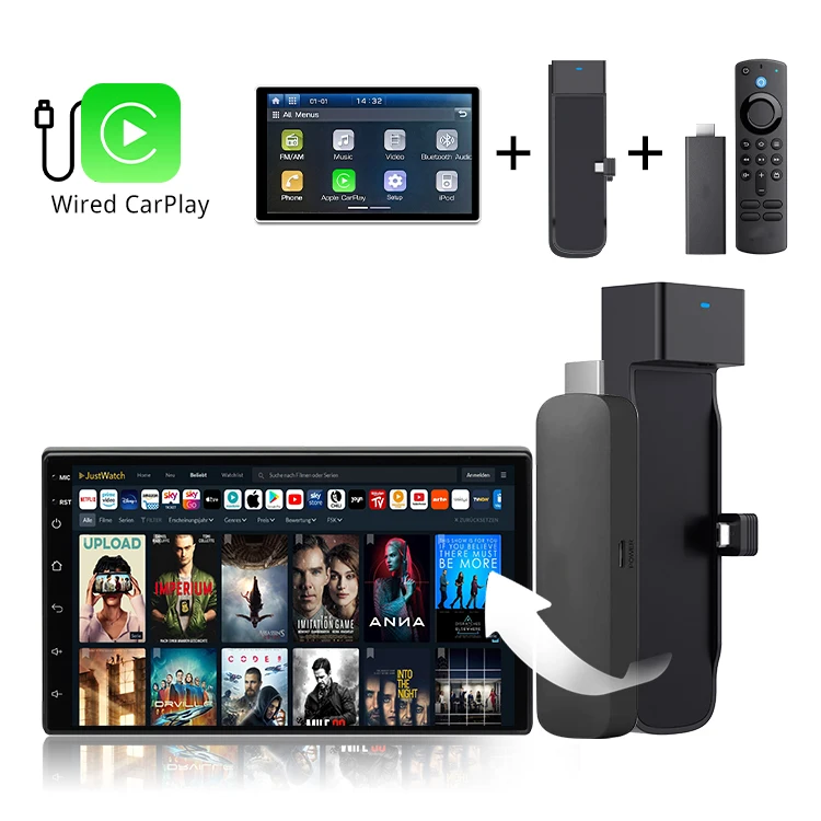 New Arrival Carlinkit Ai Box Wireless Adapter Radio OTA Upgrade  Fire Tv Stick HDMI Sources Input Wired CarPlay FireDrive Link