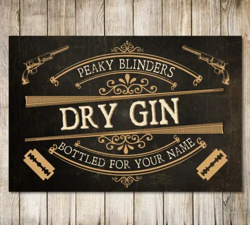 Personalised Peaky Blinders Dry Gin Metal Sign Man Cave Gift Shed Garage Plaque