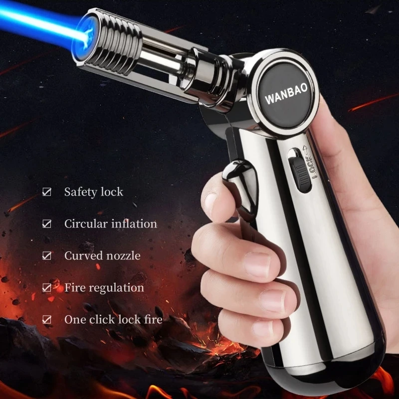 Metal Torch Gas Windproof BBQ Kitchen Cooking Jet Turbo Cigar Lighter High Capacity Spray Gun Jewelry Metal Welding Men's Gifts