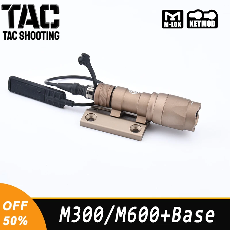 

WADSN M300 M600 Metal Flashlight Tactical Weapon Investigation Light Installation Keymod Mlok Rail Bias Base Airsoft Accessories