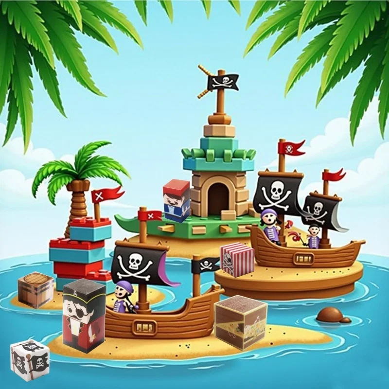 Blocs magnétiques Cubes de bateau Pirate 100 pièces, ensembles de blocs de construction Montessori, jouets sensoriels STEM, jeu de Puzzle pour garçons et filles, cadeau de noël