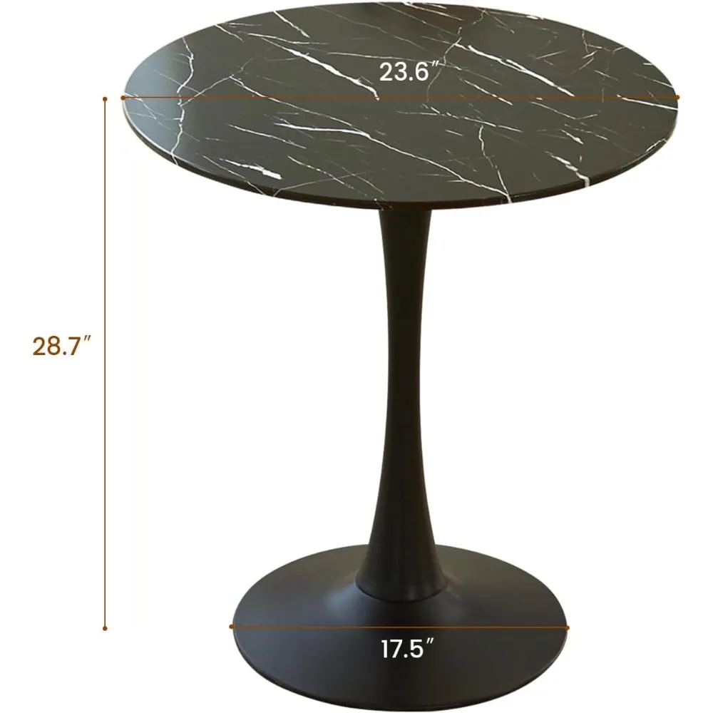 طاولة توليب مستديرة حديثة من منتصف القرن مع قاعدة معدنية لتناول الطعام في المطبخ