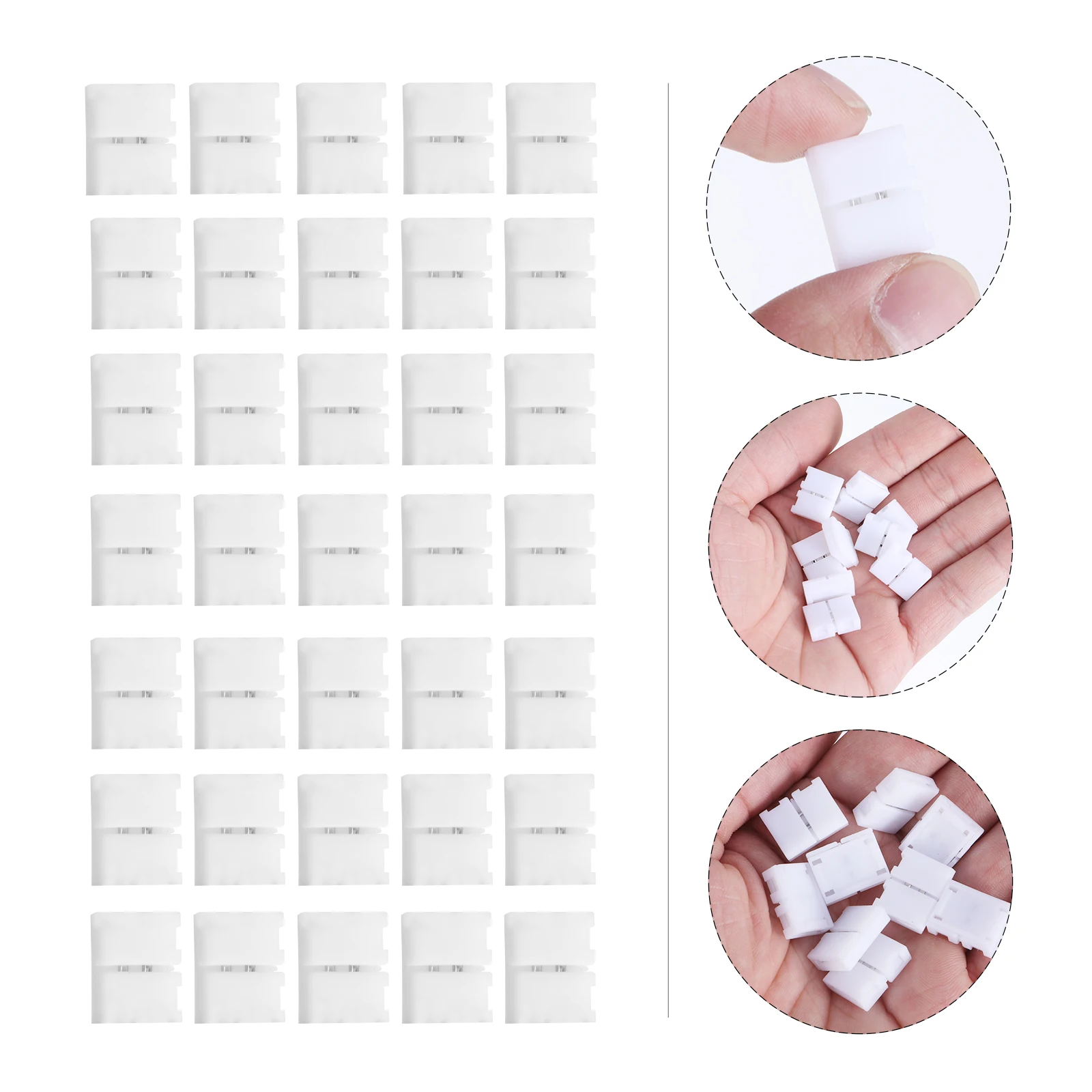 

100 pcs LED Strip Connectors Solderless Snap Down Flexible Plastic Adapter 8MM PCB Board Heat Resistant Anti Burning