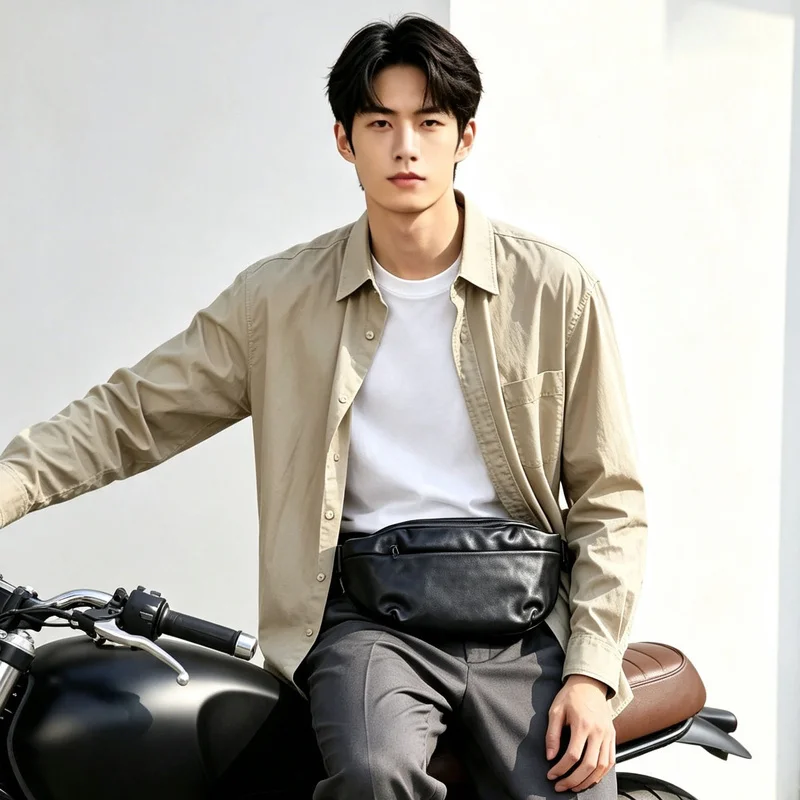 Soft Genuine Leather Waist Packs For Men Mini Travel Fanny Pack Male Small Waist Belt Bag Phone Pouch